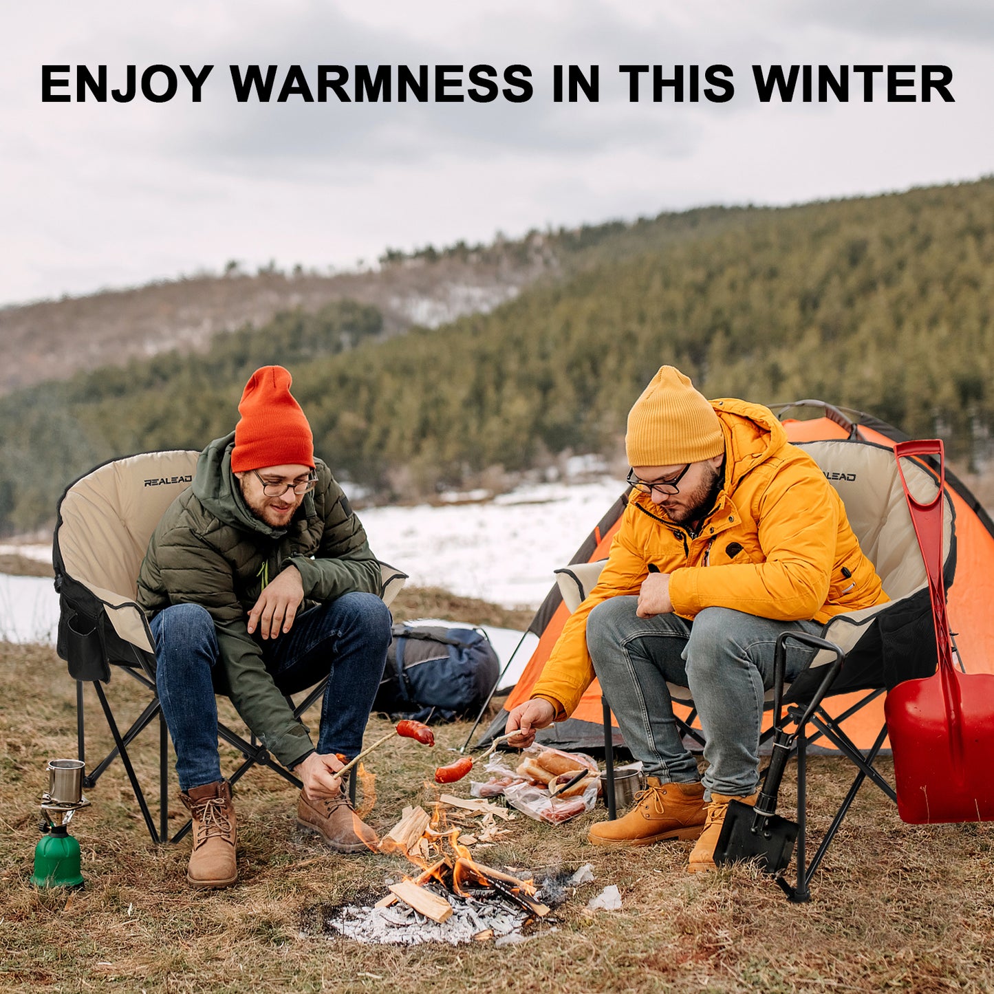REALEAD Folding Heated Chair-Battery NOT Included